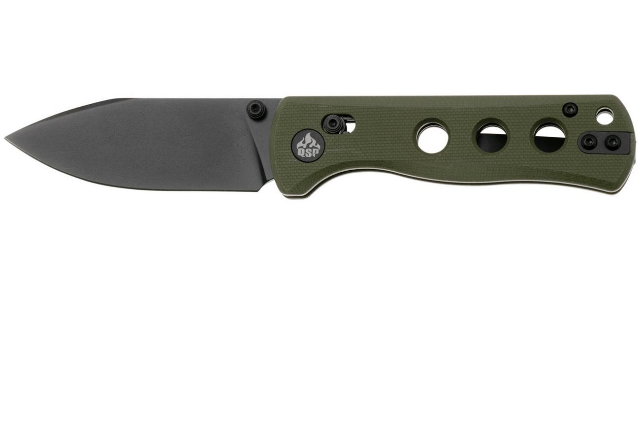 QSP Knife Canary Glyde 150GL-B2 Black 14C28N, Green G10, zakmes