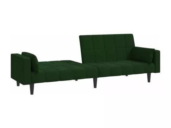 Canapé-lit à 2 places avec deux oreillers Vert foncé Velours