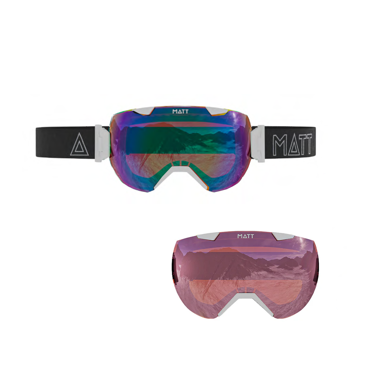 Matt synchro skibril - white/blue