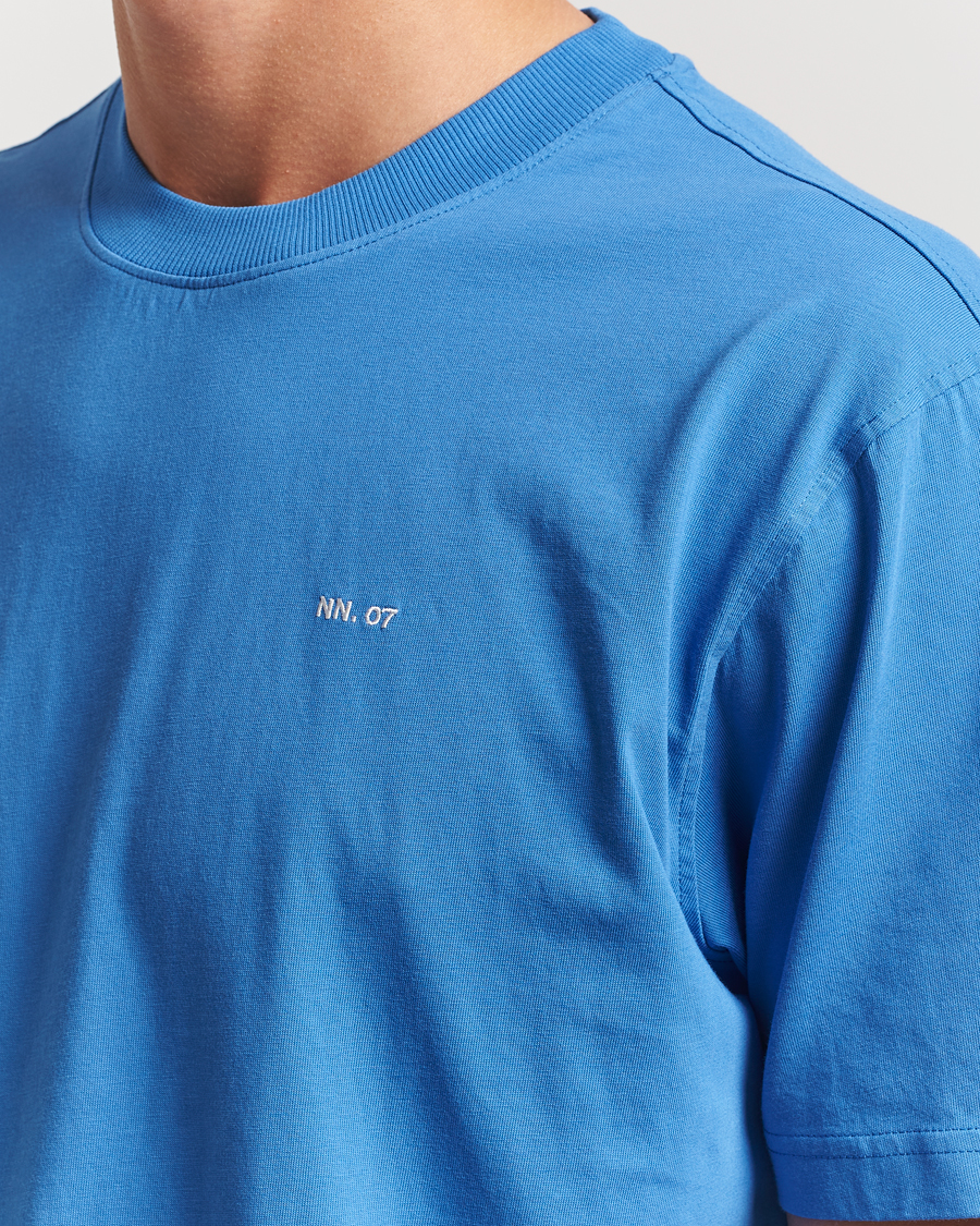 NN07 Adam Logo Crew Neck T-Shirt Blue Quartz
