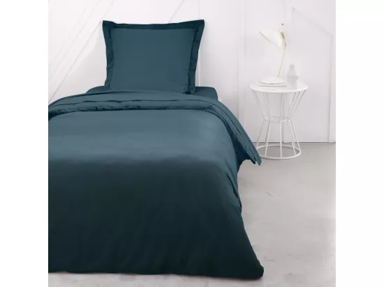 Housse de couette lisse 100% coton, qualité 144 fils. Bleu pétrole 240x220cm