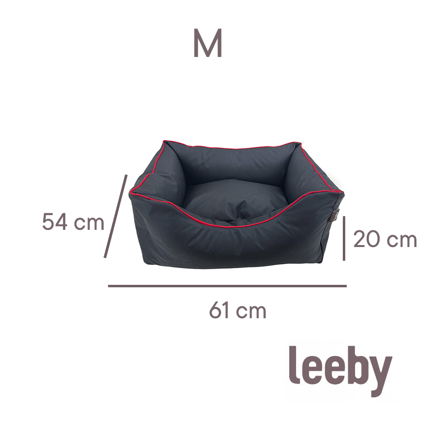 Cama para cães Leeby, impermeável e anti-pelos, na cor preta.