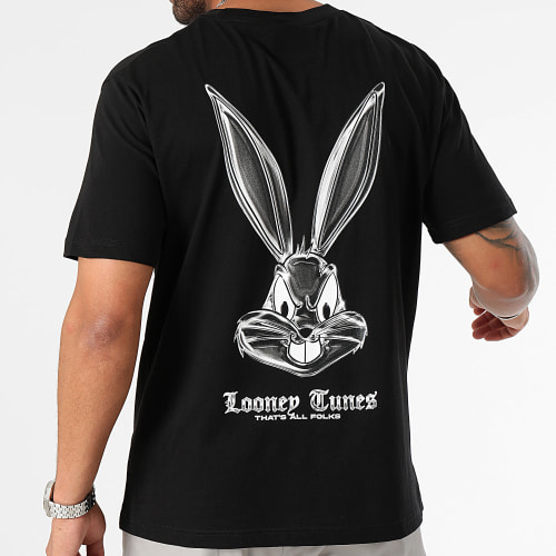 Tee Shirt Oversize Large Angry Bugs Bunny Chrome Noir