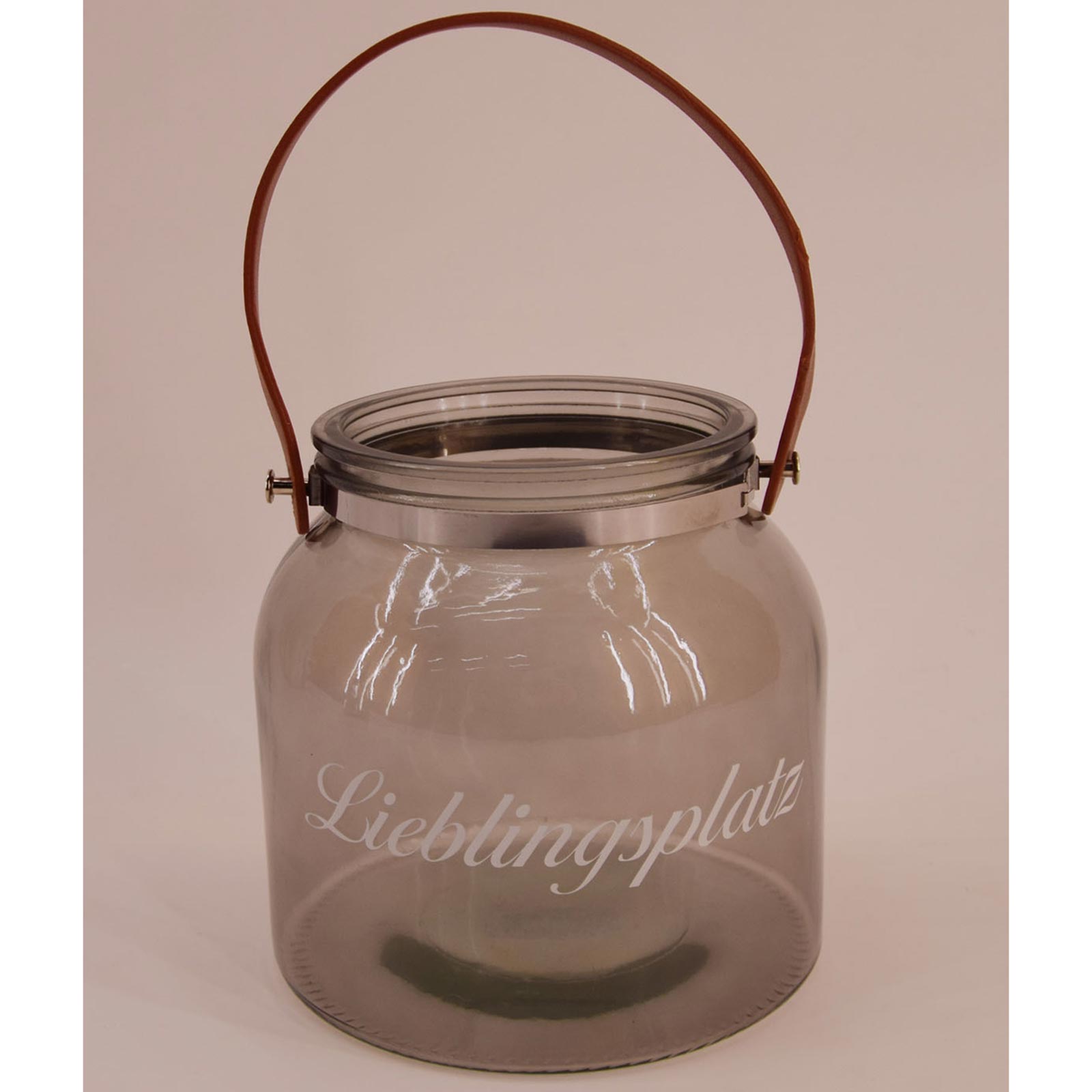 Windlicht - grau - 15 cm