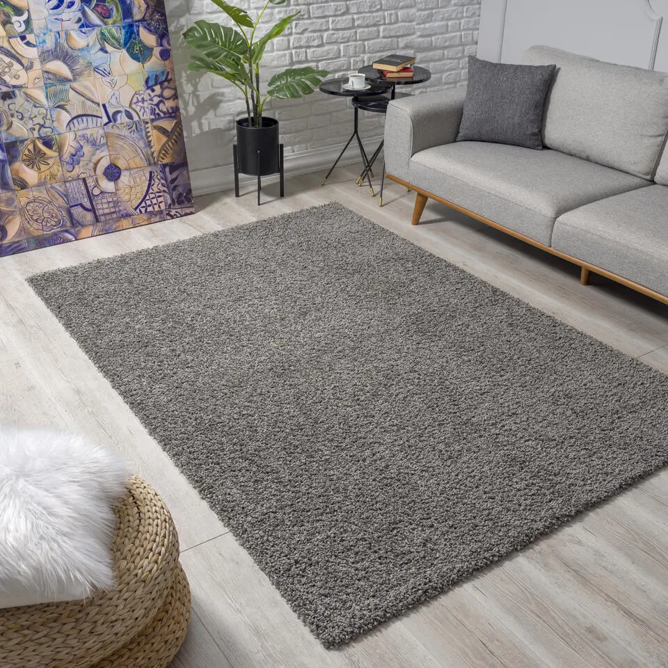 Loca Shaggy Vloerkleed Grijs Hoogpolig - 160x230 CM