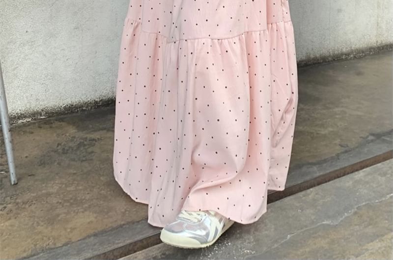 scenesweet - Maxi A-lijn rok met hoge taille en stippen