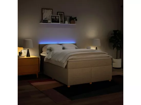 Sommier à lattes de lit avec matelas Crème 140x190 cm Tissu