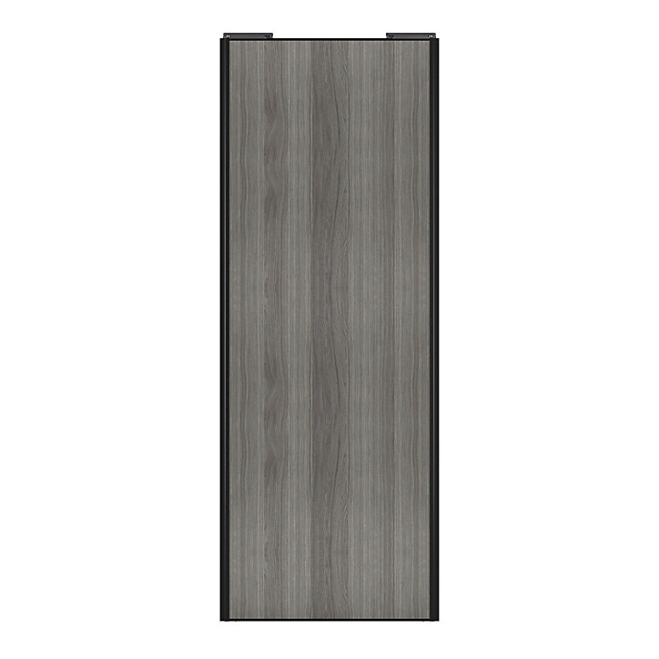 Porte de placard coulissante effet chêne grisé profil noir GoodHome Arius H. 248,5 x L. 92.2 cm + amortisseurs