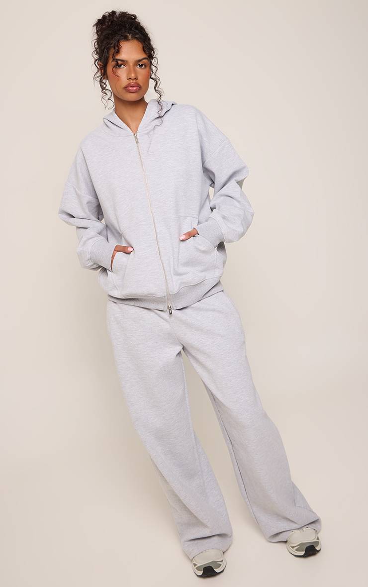 Gris Chiné Jogging Large En Jersey Interlock
