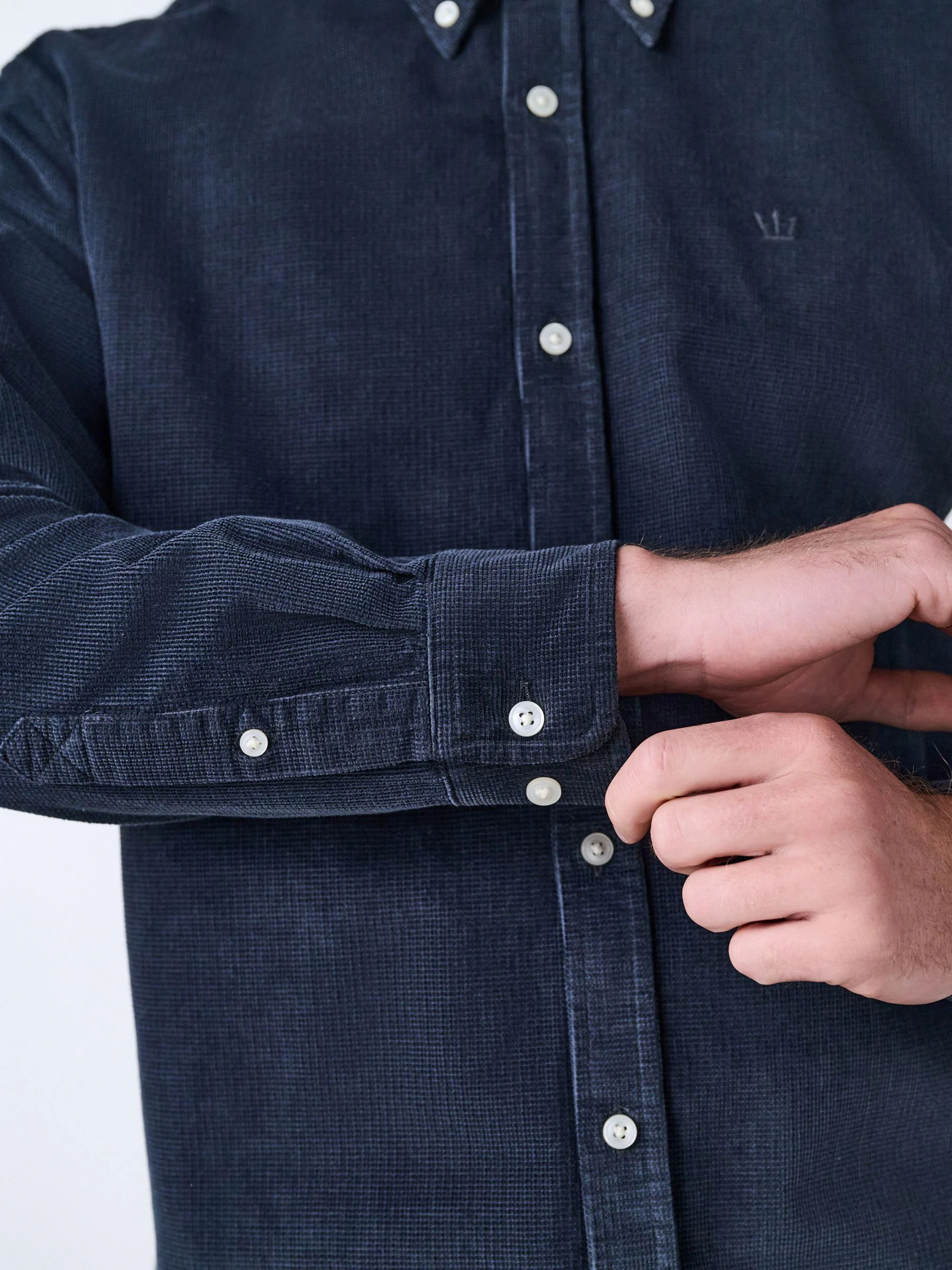 Antraciet - Corduroy overhemd met lange mouwen