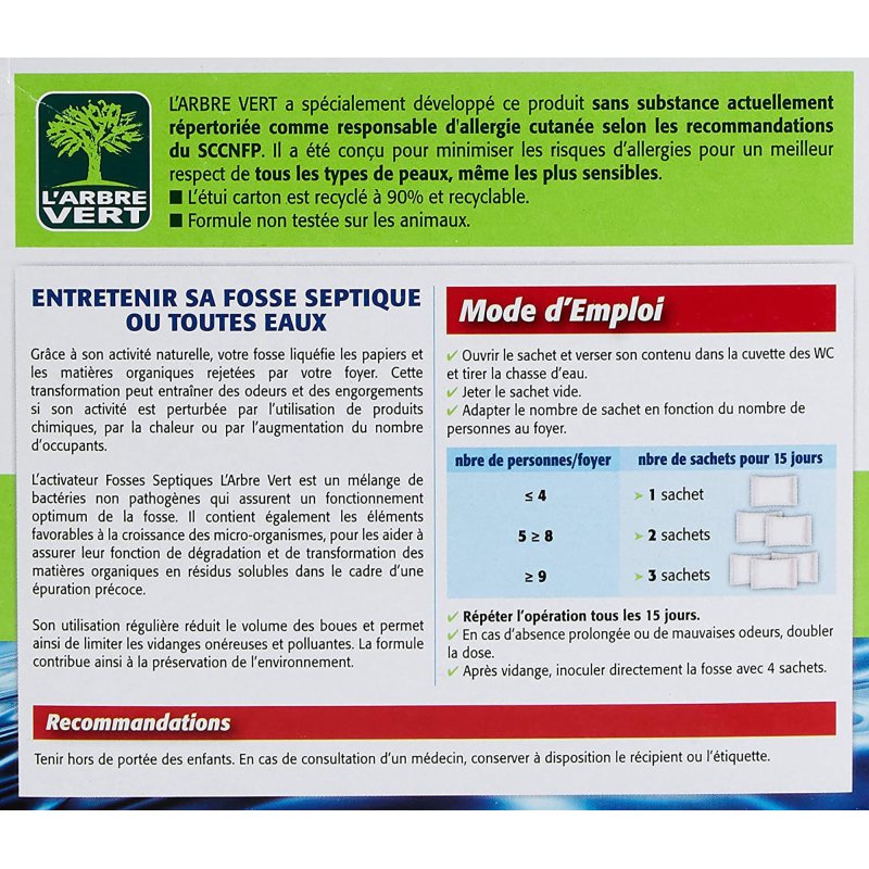 Activateur biologique pour fosses septiques L’Arbre Vert – 420 g