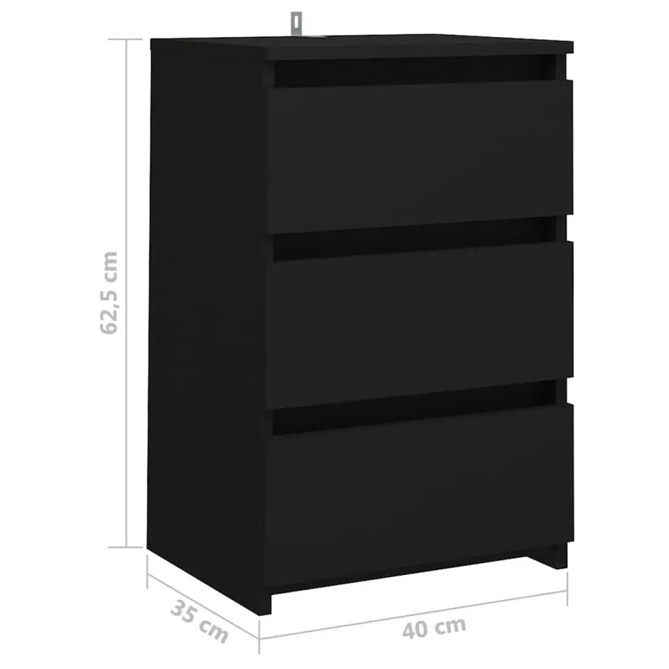 vidaXL - Nachtkastje - Zwart - Bewerkt hout - 2 stuks
