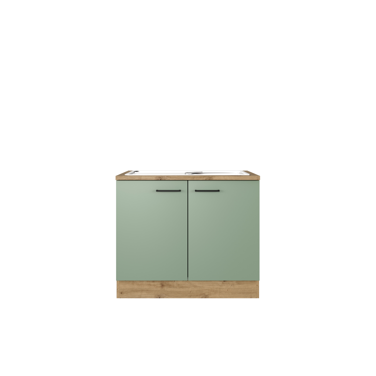 Spülenunterschrank CARA - schilfgrün - Artisan Eiche - 100 cm