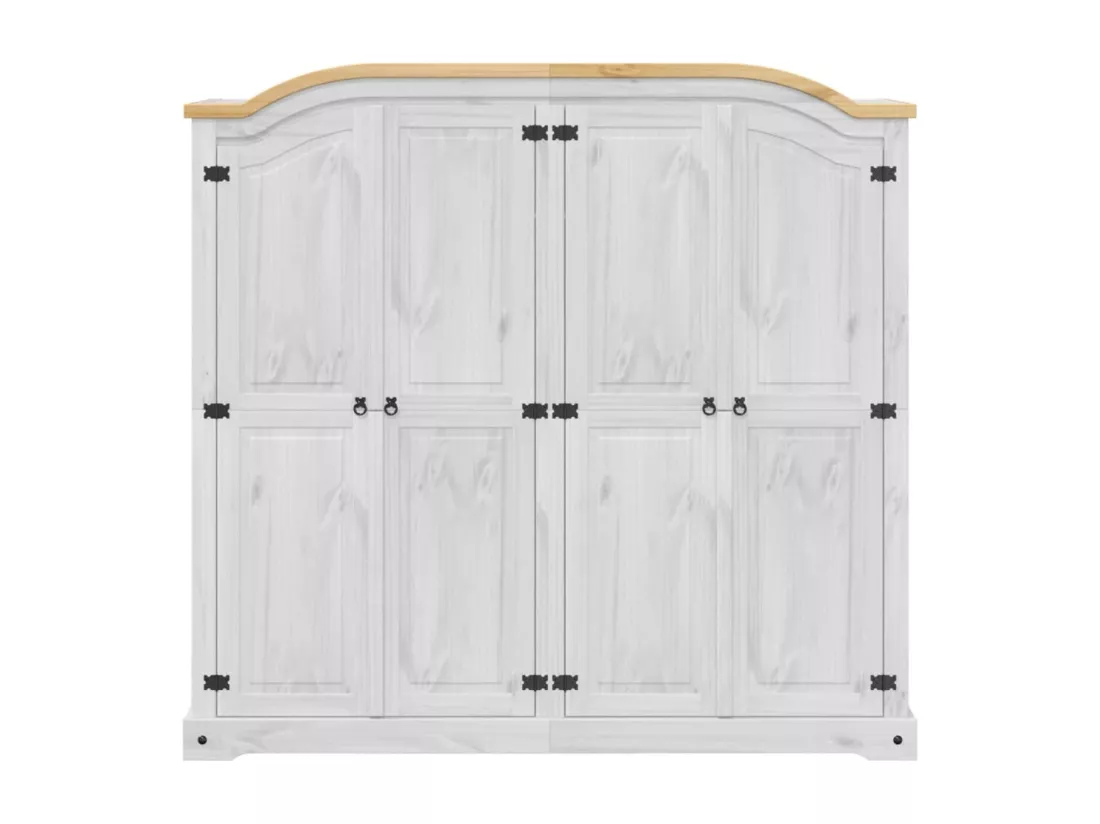 Garde-robe Corona blanc 194x52x186 cm bois de pin massif
