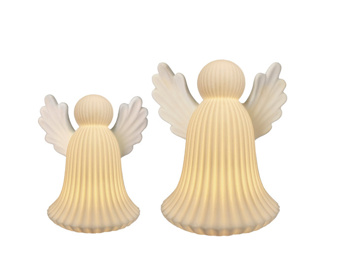 Keramikengle med LED-lys - 2-pk.