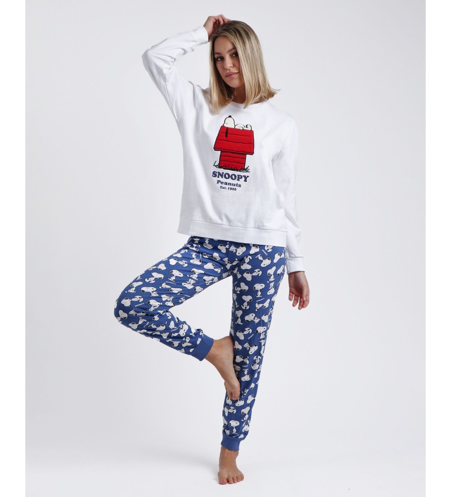 Pijama de manga comprida Aznar Innova Snoopy Home branco
