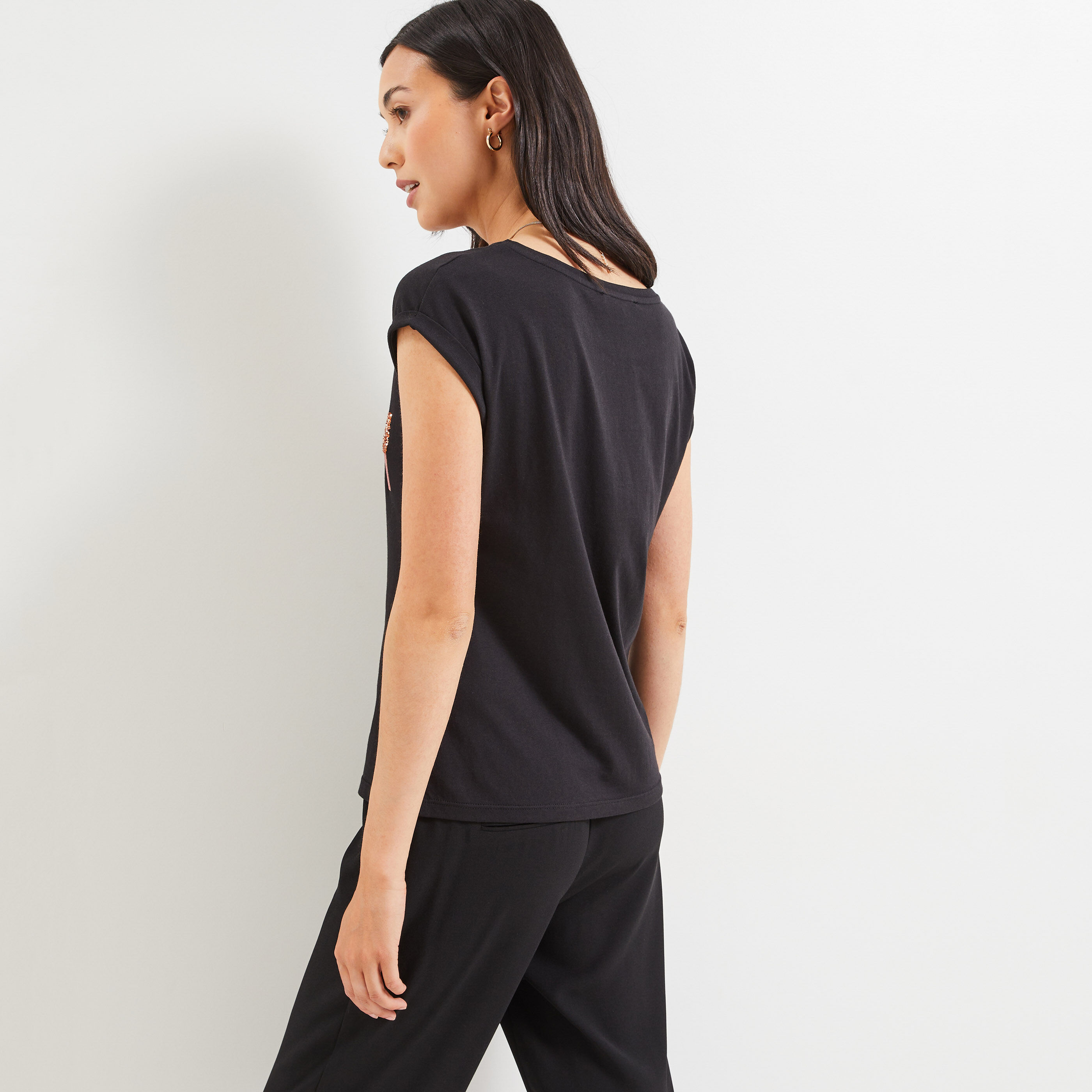 Tshirt à message femme - NOIR