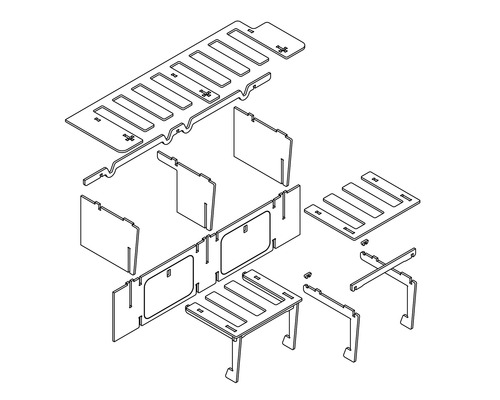 Buildify Campingbox Marco bedsysteem, lengtesymmetrisch, voor VW T5/T6, 1800x950x425 mm (LxBxH) (zonder montage- en bevestigingsmateriaal)