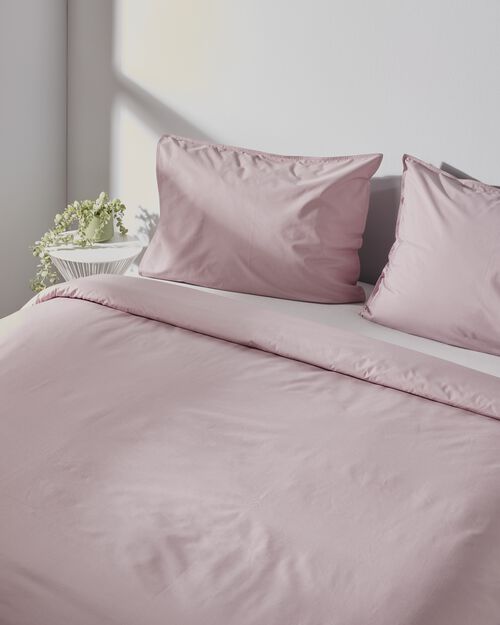 housse de couette percale 240x200/220 mauve