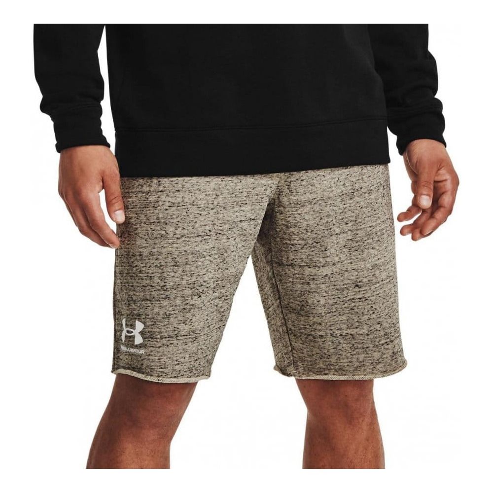Under Armour UA RIVAL TERRY - Short Homme khaki base full heather/onyx white