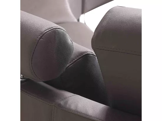 Canapé circulaire modulable en cuir vrai et cuir PU marron ROTUNDE