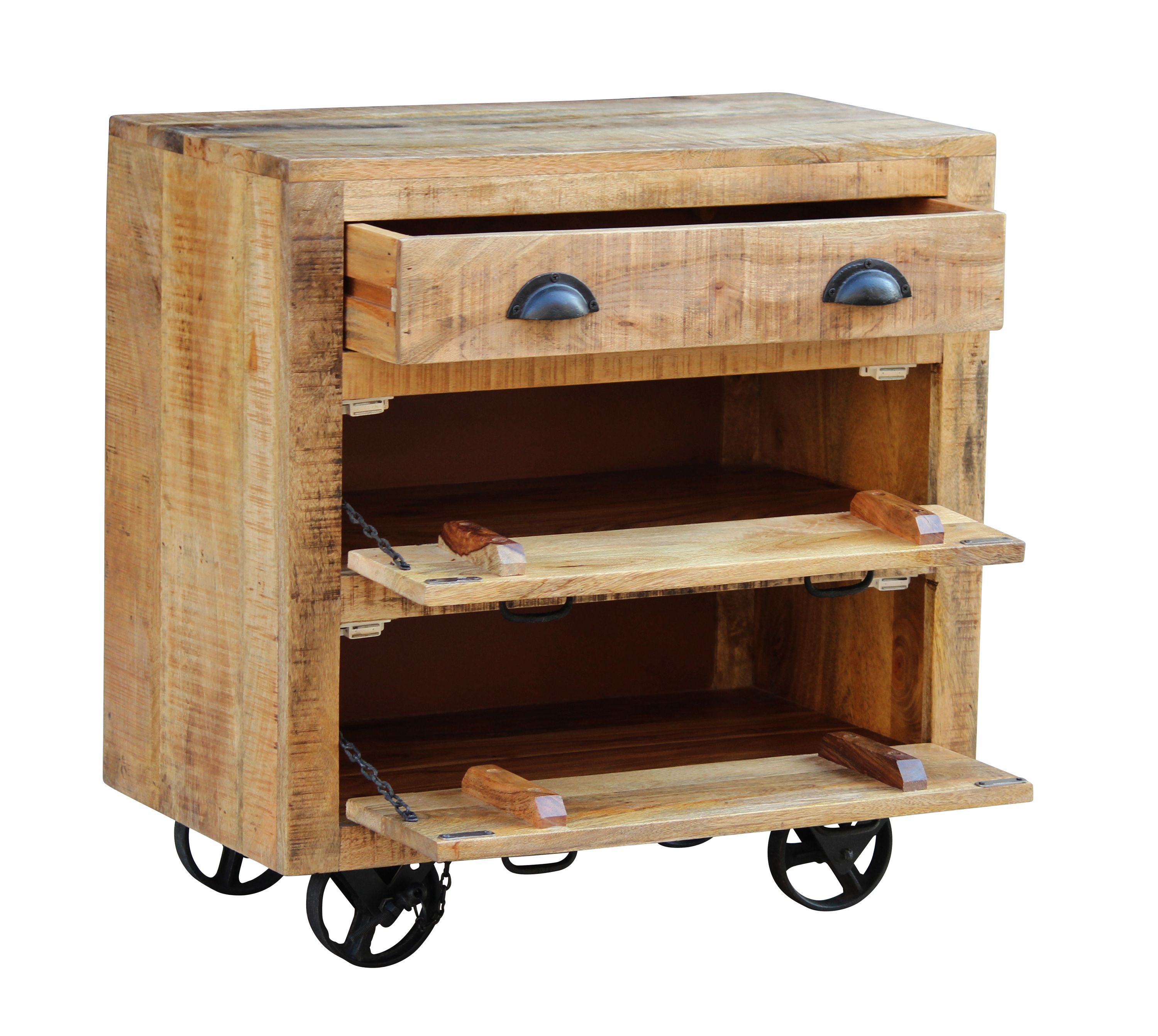 Kommode Holz Vintage FABRIZIO auf Rollen 70 x 75 cm