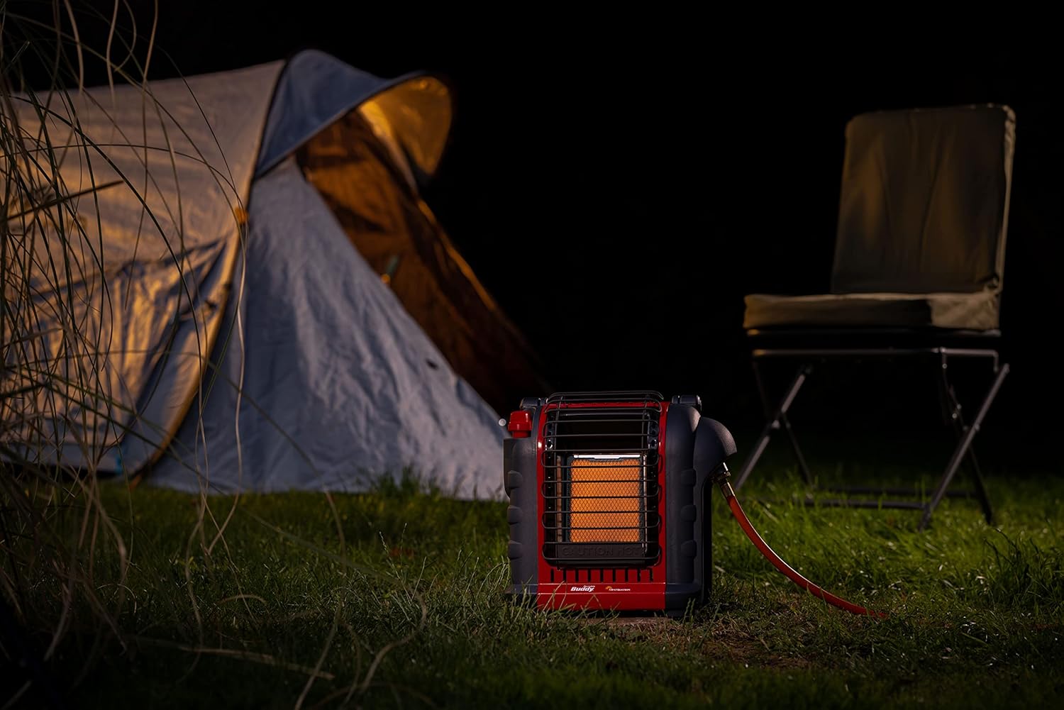 Mr. Heater Portable Buddy inkl. ölfreiem Schlauch & Gaskartusche, Heizgerät für Gaskartuschen & Gasflaschen, zwei Leistungsstufen (1,2kW / 2,4kW), mobile Heizung für Camping mit Piezo-Zünder