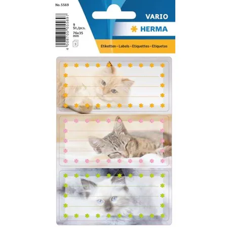 HERMA Schuletiketten Katzen, beglimmert, 76 x 35mm, 2 Bögen