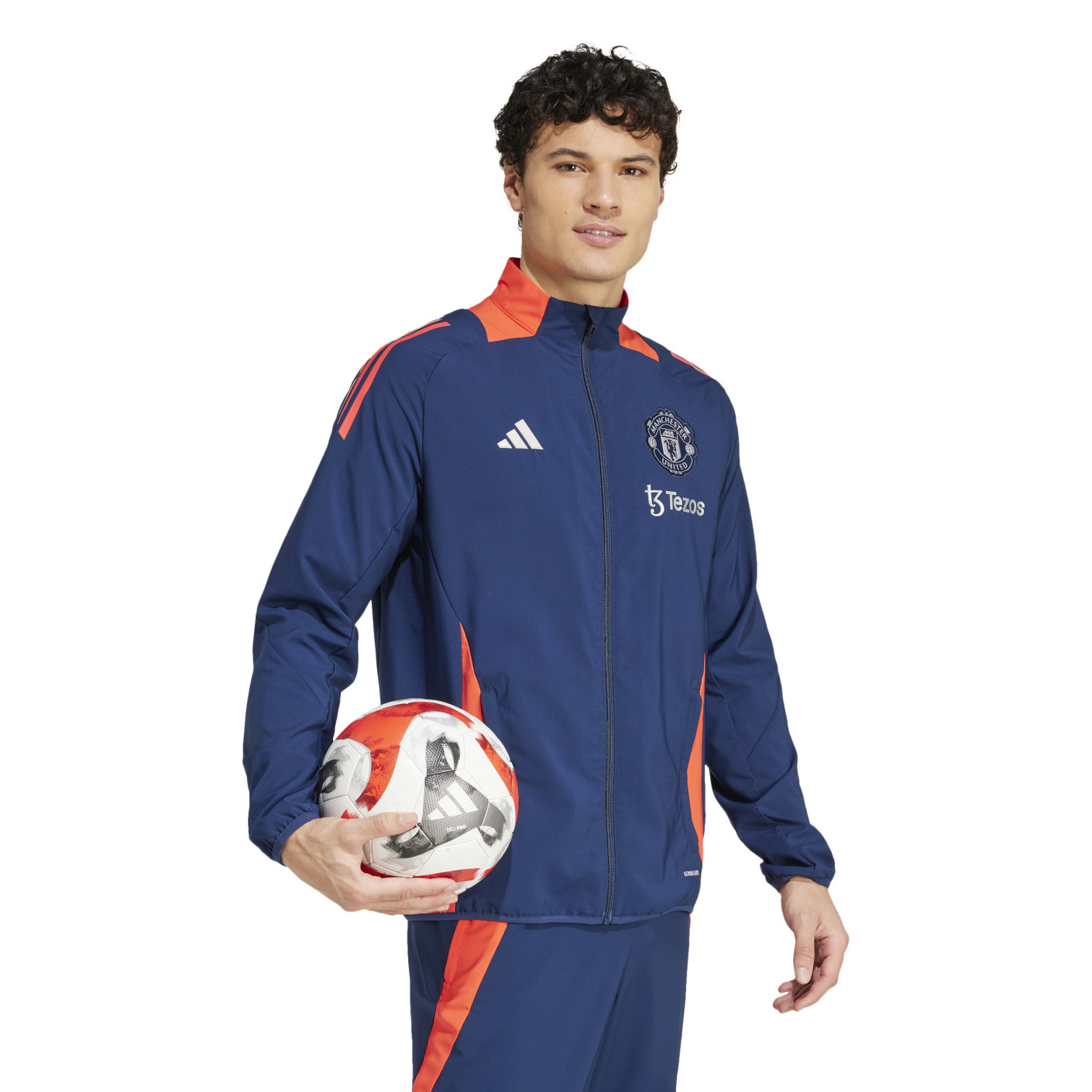Adidas Manchester United Presentatie Trainingsjack 2024-2025 Donkerblauw Rood Zilver
