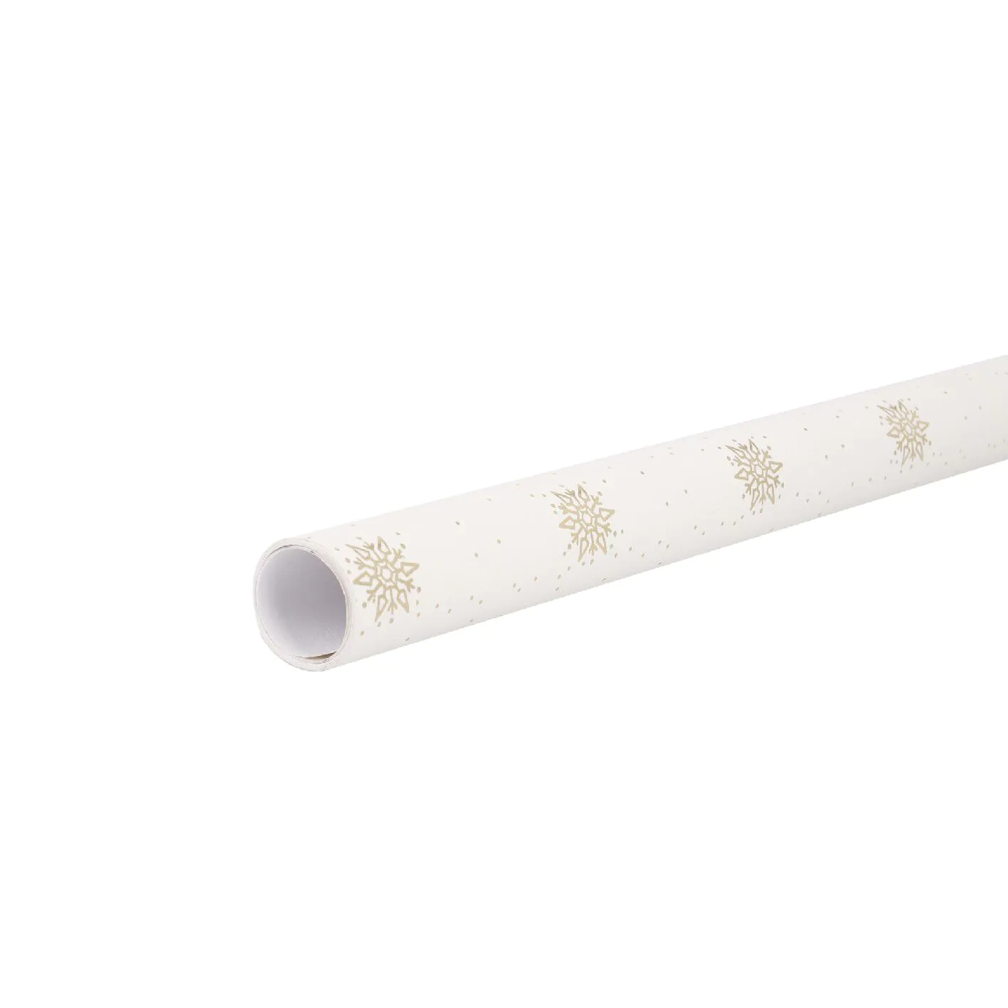Weihnachtsgeschenkpapier Weiß-Gold mit Prägung - 70 cm x 2 m