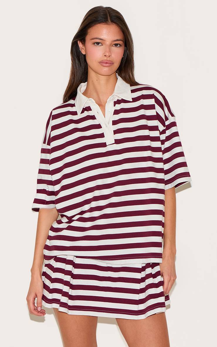 Rouge Jupe-short De Tennis Mini Plissée À Rayures Coordonnée