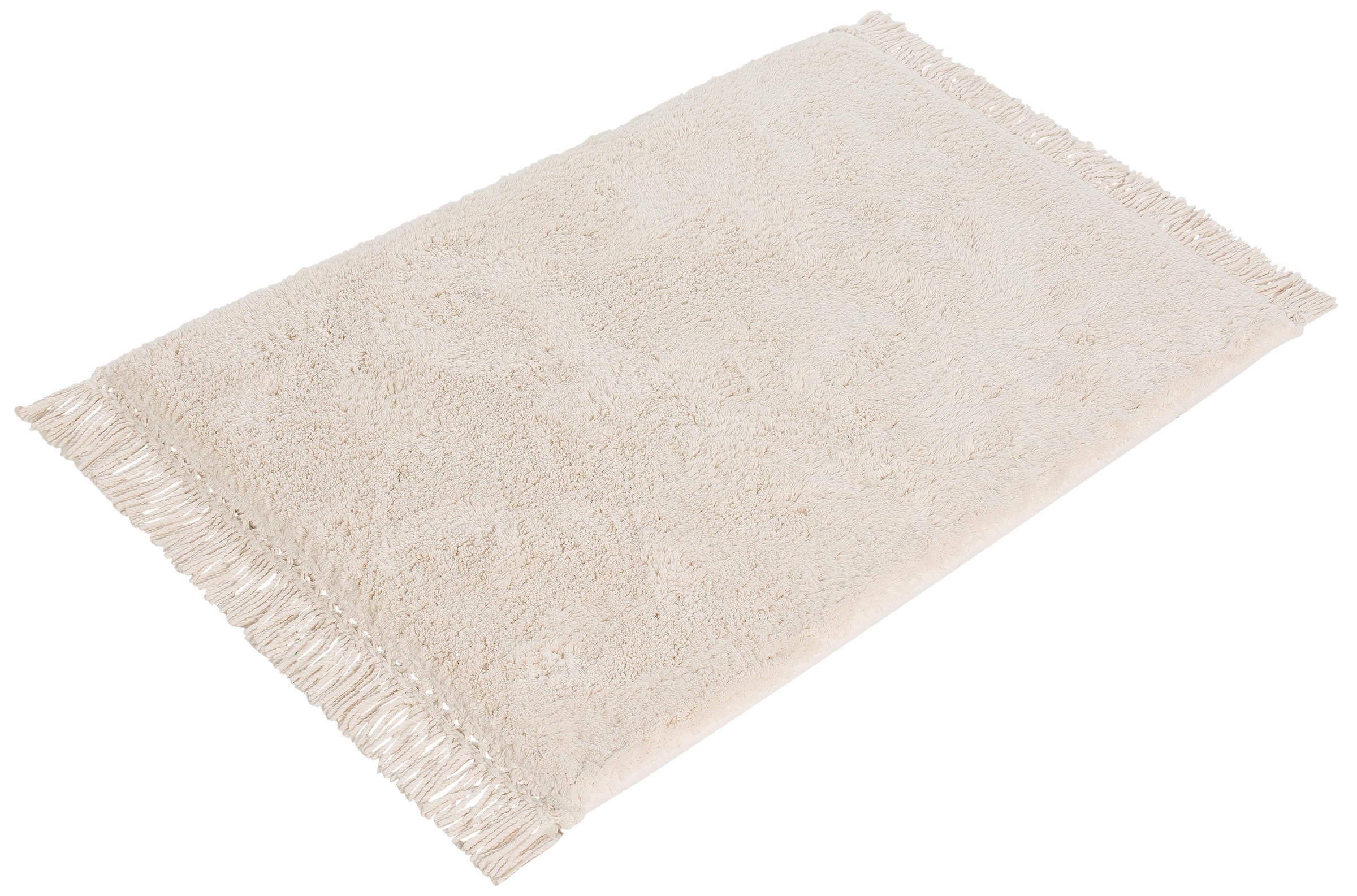 my home Badematte »Finca, Badvorleger, Badezimmer Teppich« Höhe 16 mm rutschhemmend beschichtet fussbodenheizungsgeeignet | strapazierfähig Fransen, Boho, Badteppich, Bio-Baumwolle, auch als 3 teiliges Set