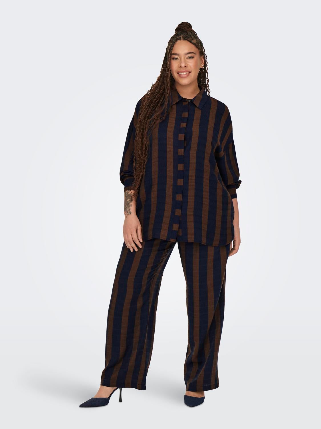CARTEMPER Weiter Beinschnitt Hose mit weitem Beinschnitt Night Sky