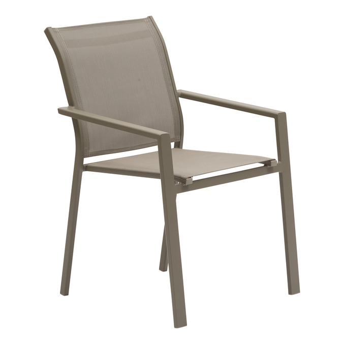 Ensemble table de jardin extensible LUZANE + 12 fauteuils ESSENTIA Argile & Café