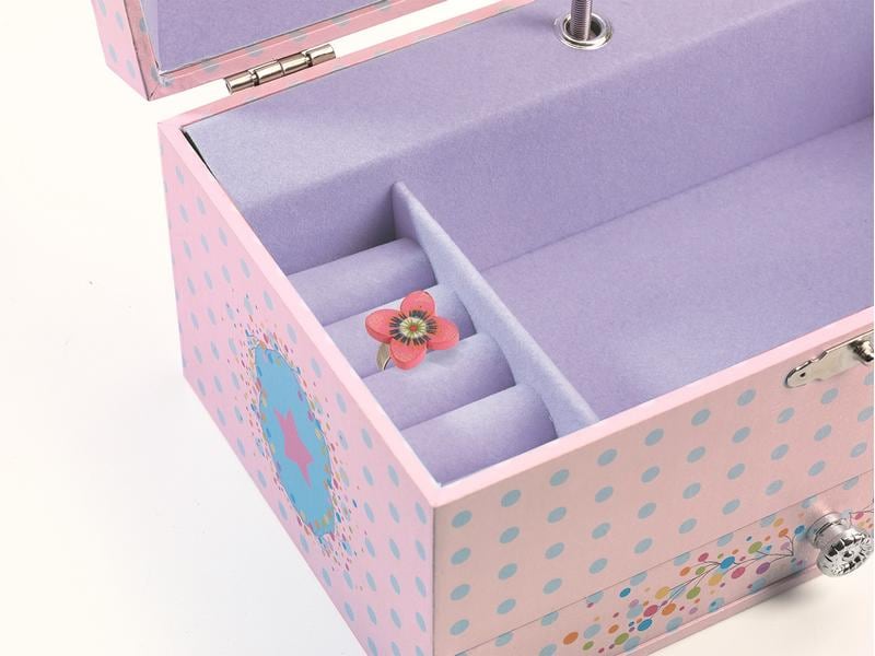 DJECO Musikspieldose Ballerina Illustrierte Samtschatulle