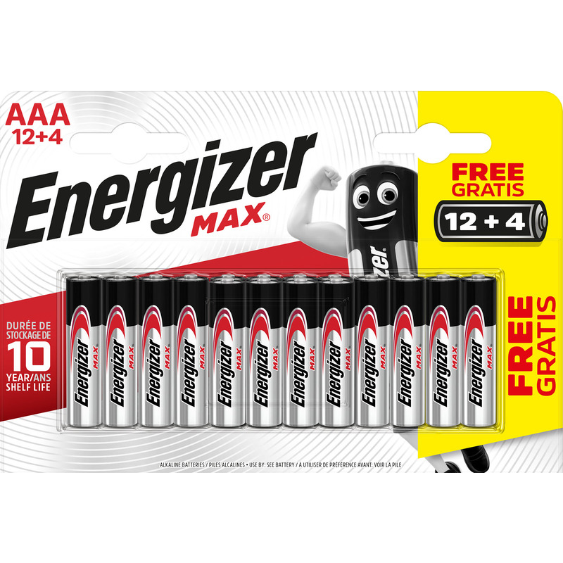 Energizer Batterien Max, 12 Stück + 4 gratis, AAA/LR03, 16 Stück