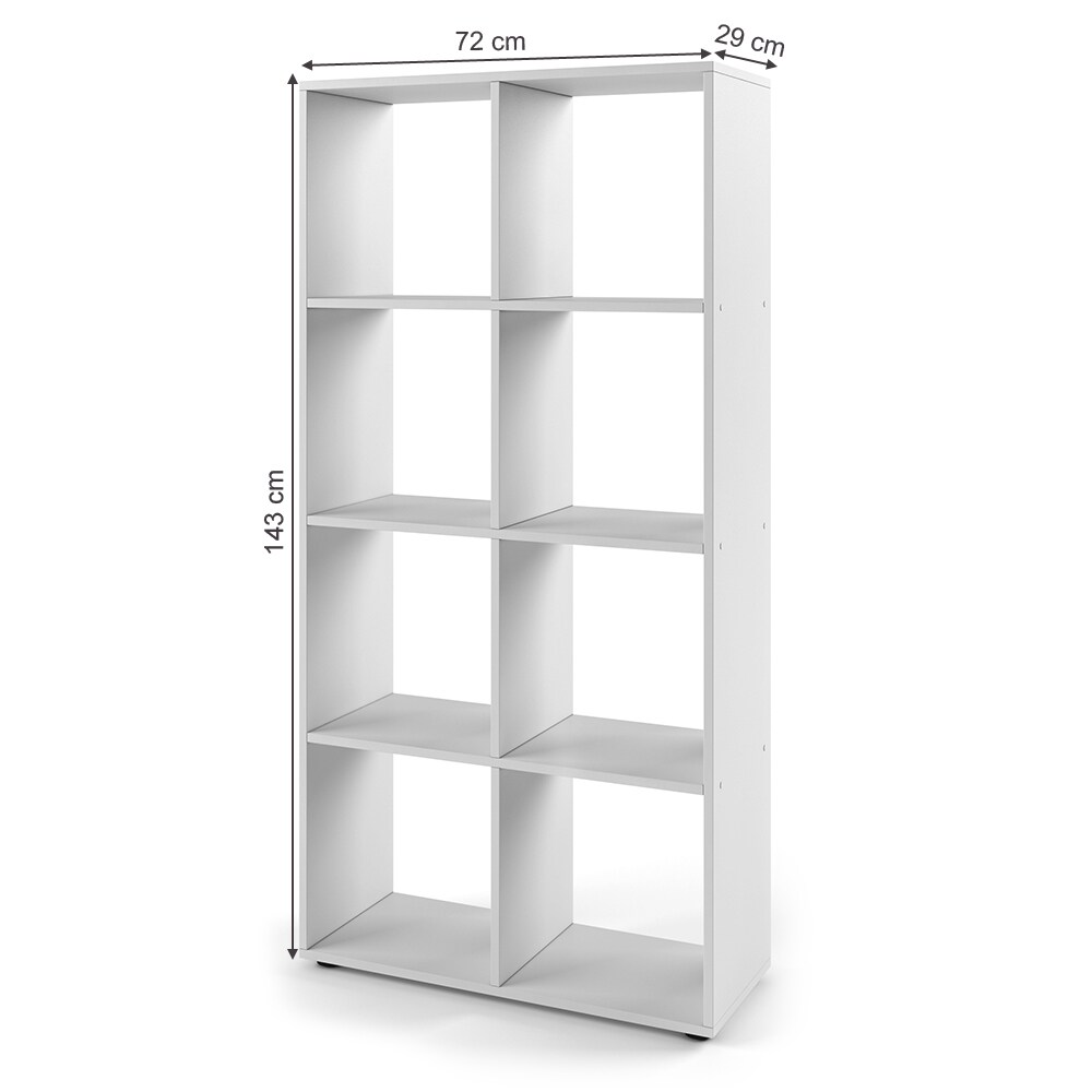 VICCO Raumteiler SCUTUM 8 Fächer Weiß - Regal Bücherregal Raumteiler Standregal Büroregal