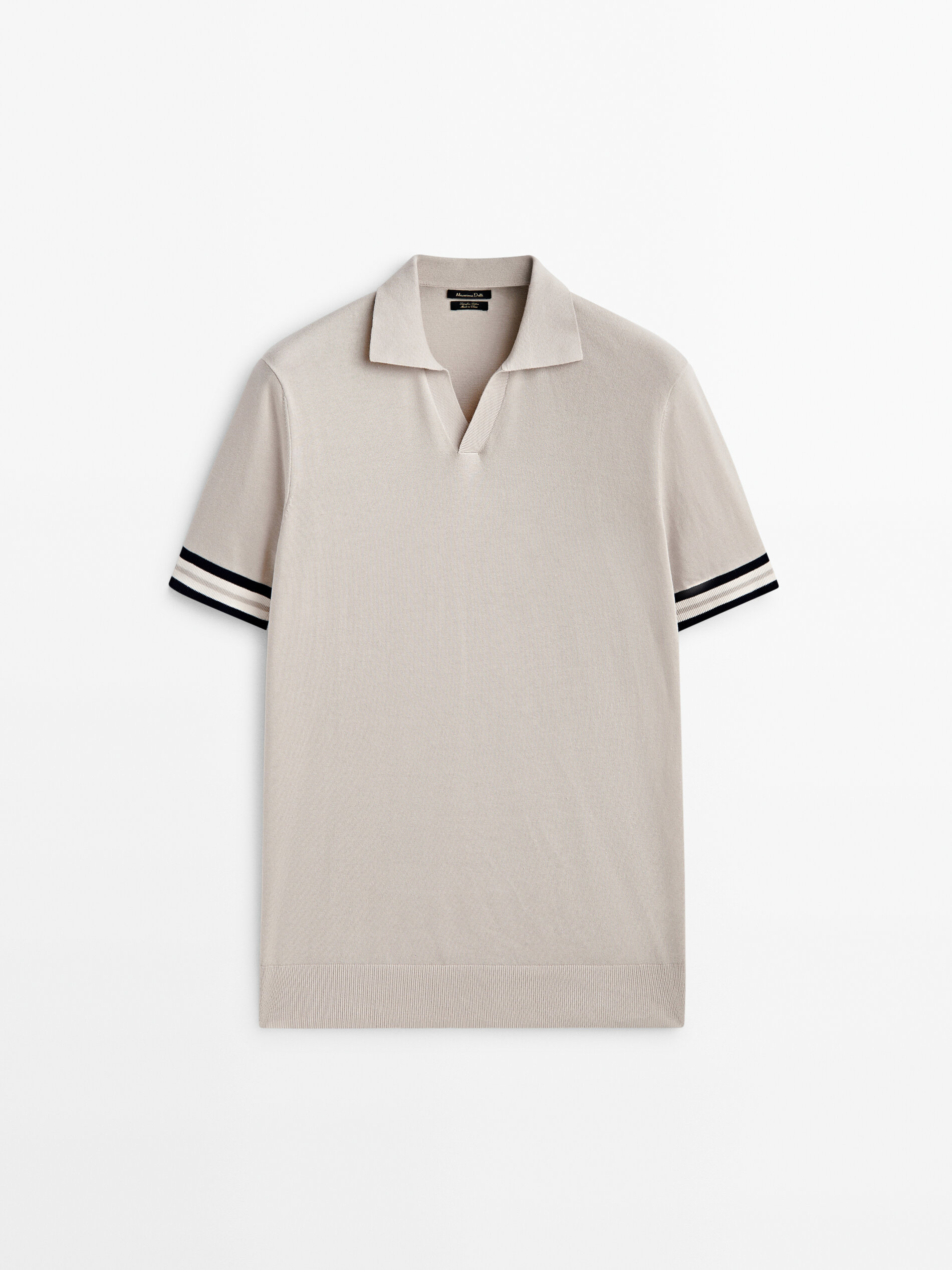 Camisa polo de manga curta com contraste - Bege
