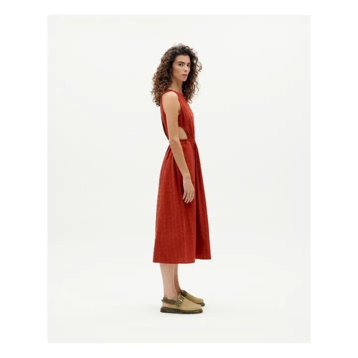 Thinking Mu Robe Kin Carreaux Coton Bio | Rouge brique
