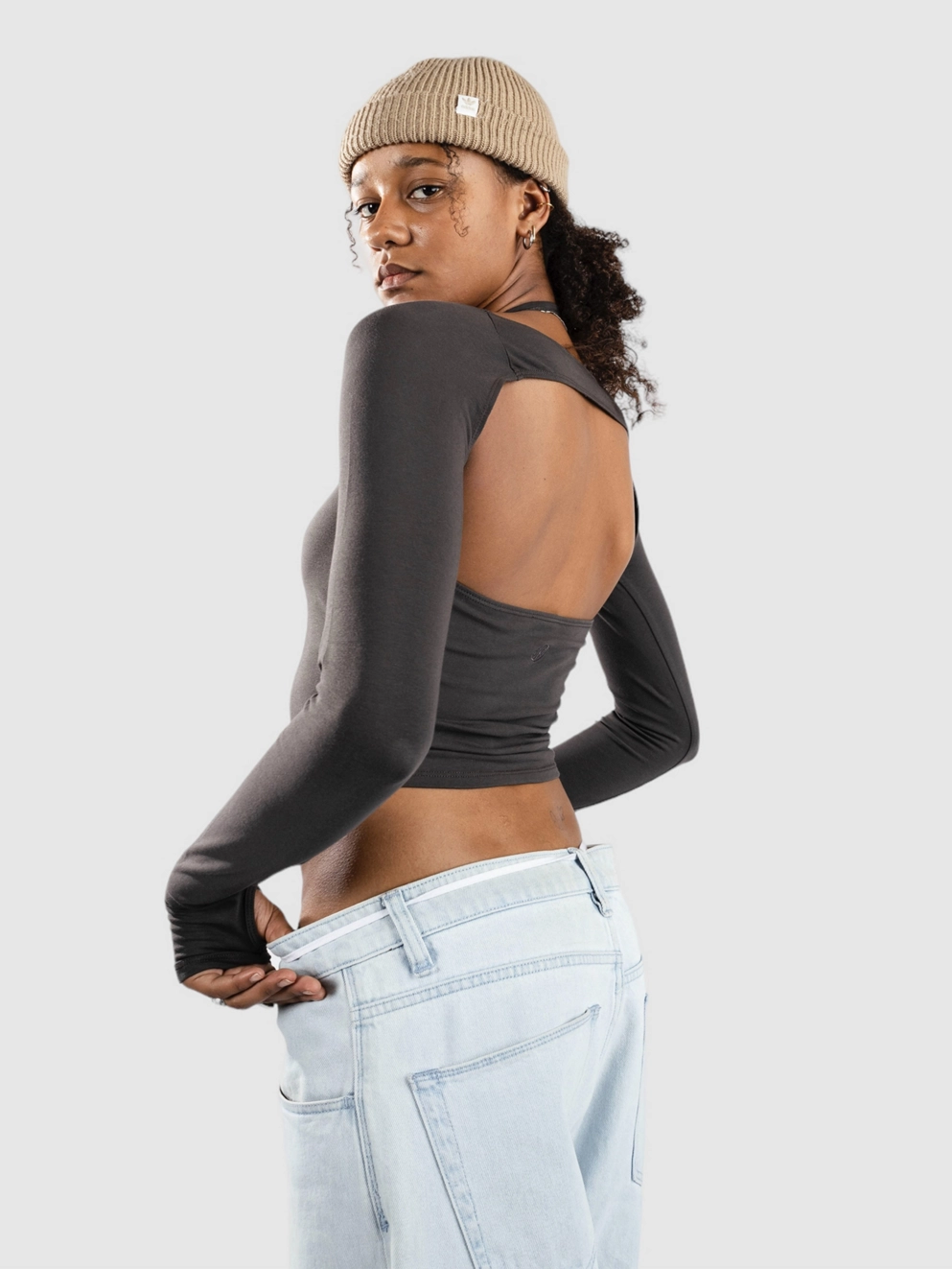 Ninth Hall Tirza Shrug Set Long Sleeve T-Shirt dark grey