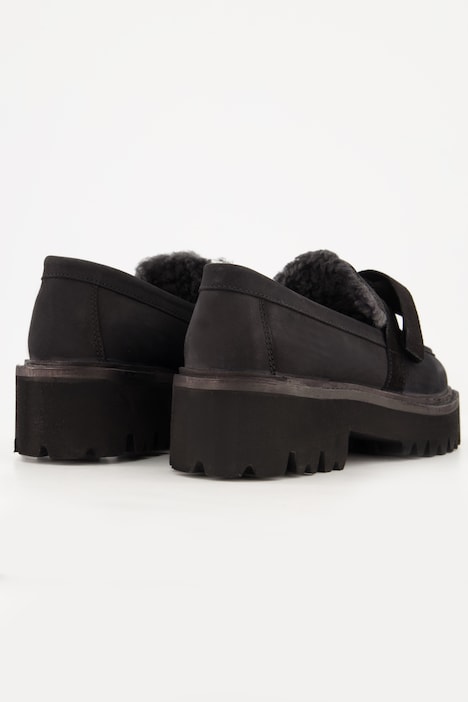 Loafer, Veloursleder, Teddy-Futter, Schleife, Weite H