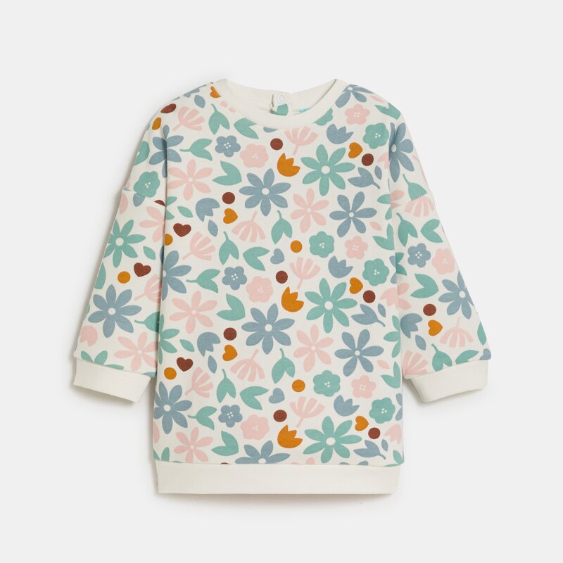 Pull fleuri molleton et legging rose bébé fille Gris ou noir
