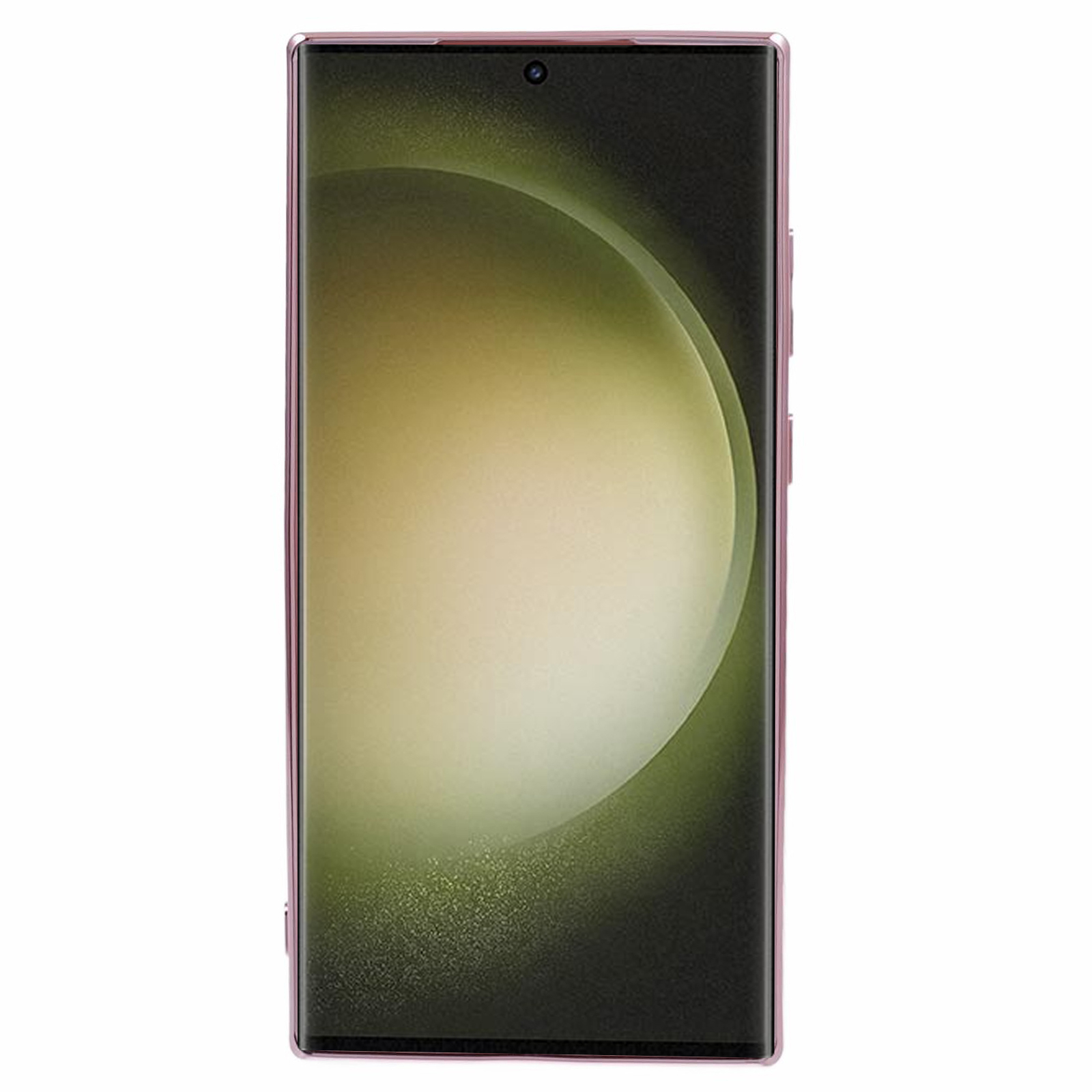 Samsung Galaxy S23 Ultra 5G Gummi Hülle mit Plüsch Herz Kette Handschlaufe   Kameraschutz - Rosa / Gold