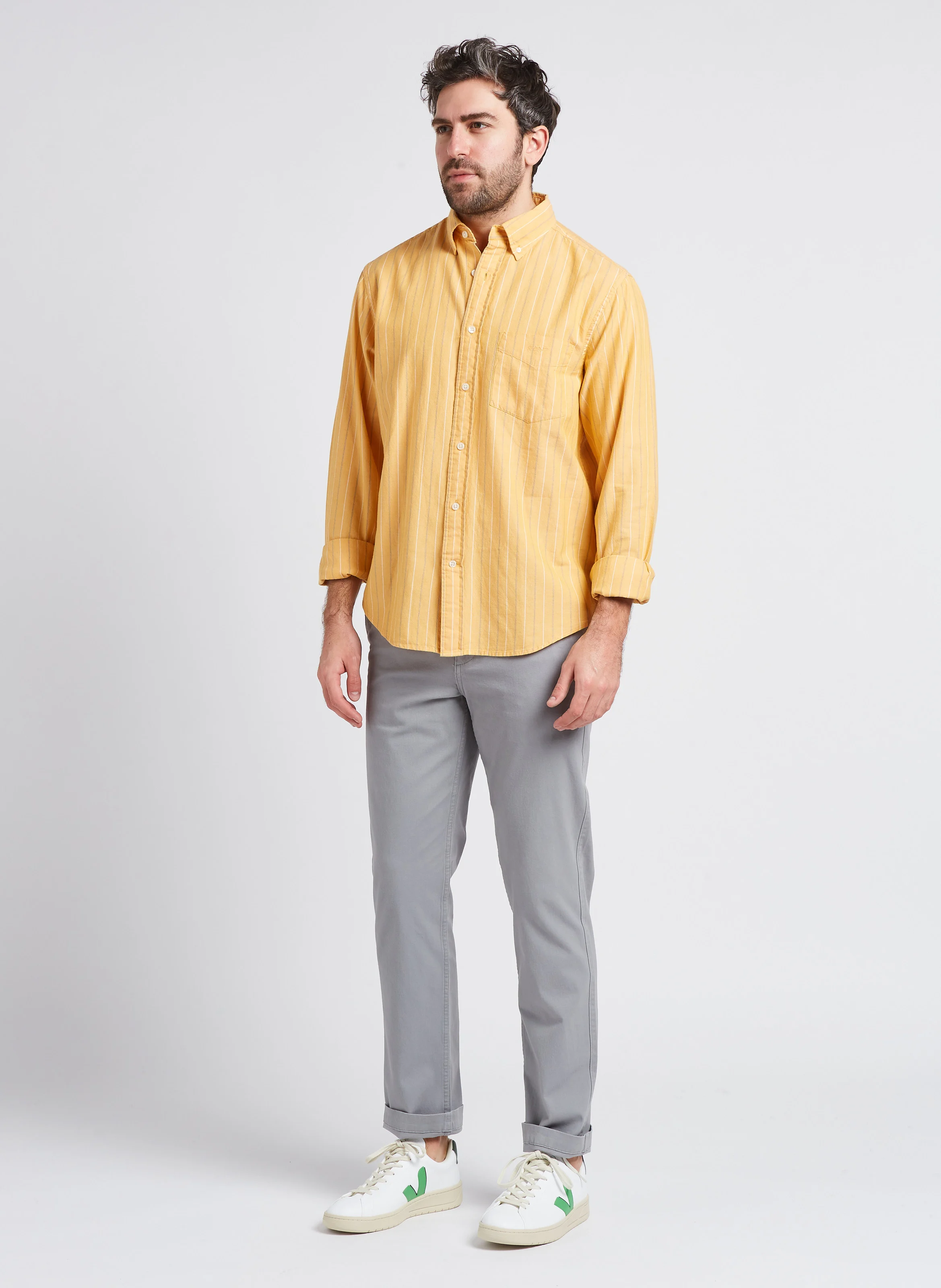 Pantalon slim en coton mélangé | Gris