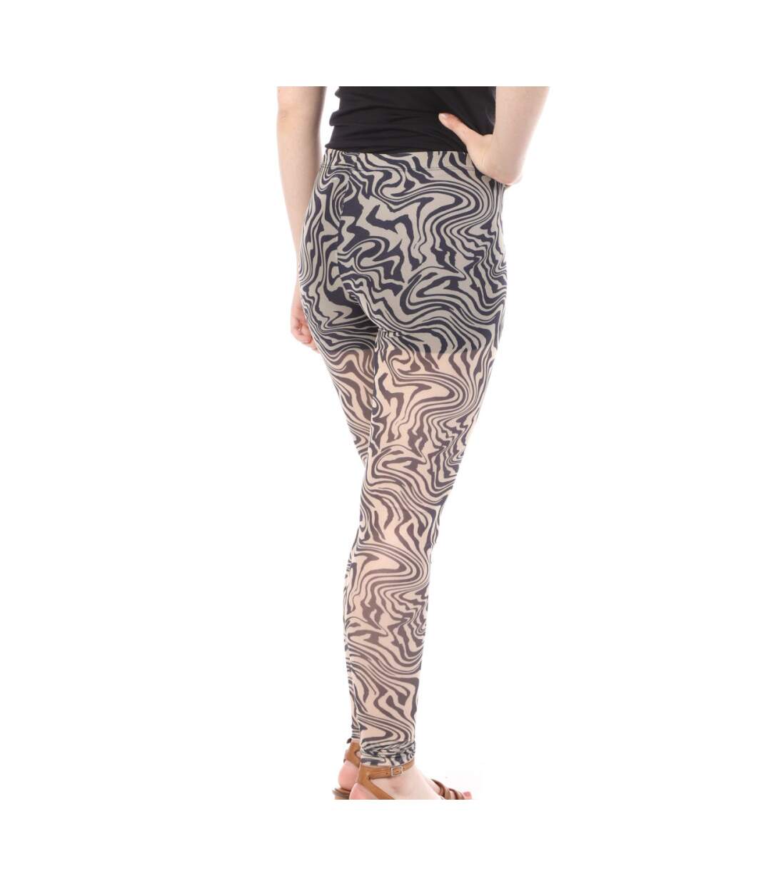 Legging à Imprimés Noir/Écru Vero Moda Lia