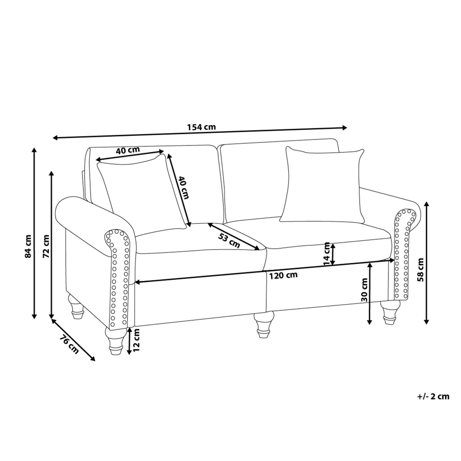 Beliani - GINNERUP - Tweezitsbank - Lichtgrijs - Polyester