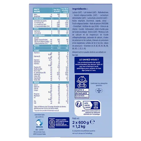 Leite de crescimento Gallia Calisma 3ª Etapa 1,2kg