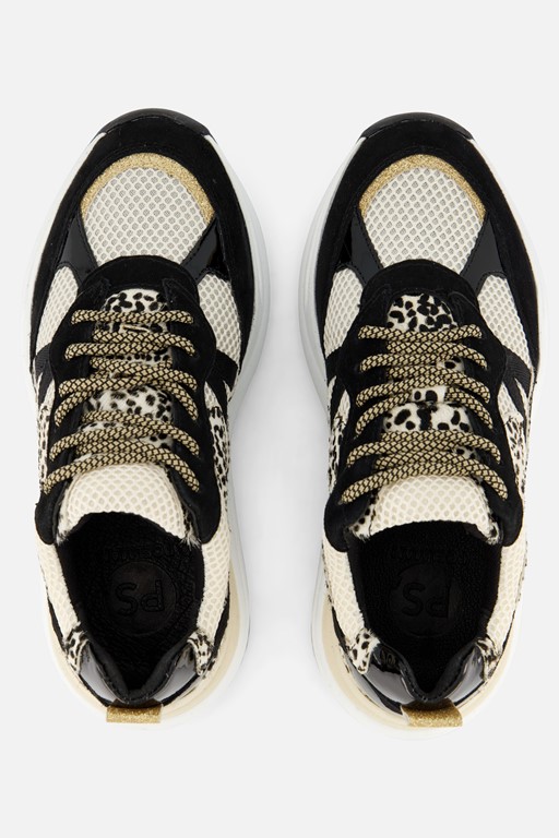 PS Poelman Sneakers zwart Textiel