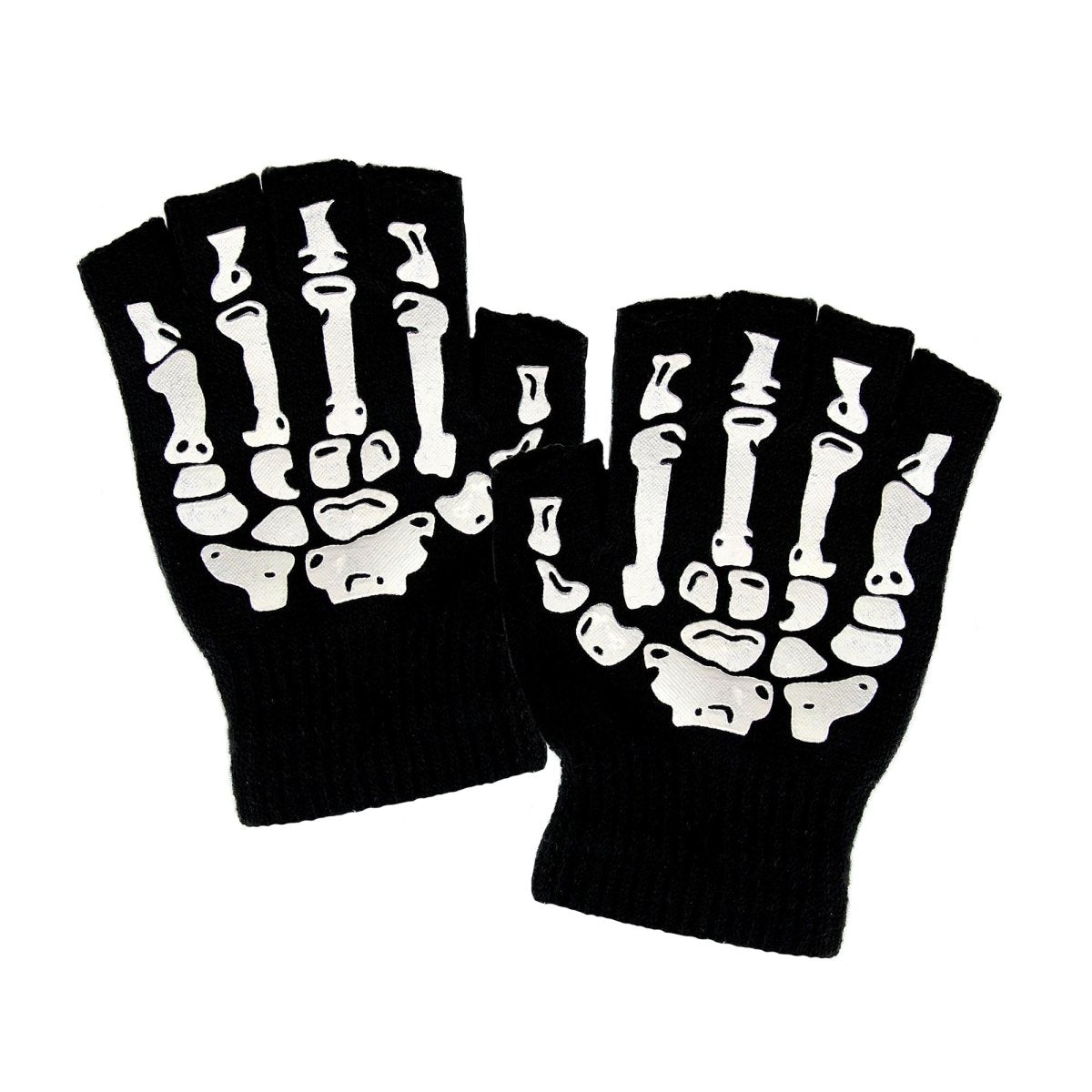 Halloween Handschoenen Zwart Wit Skelet Vingerloos