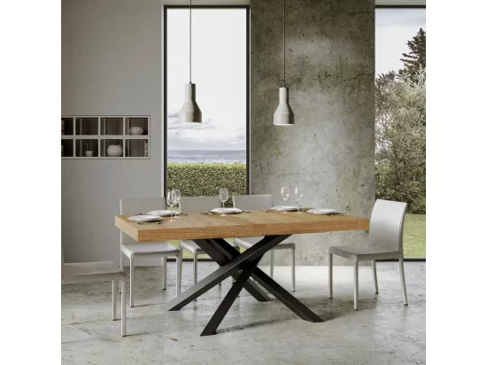 Table extensible 90x160/420 cm Volantis Chêne Nature cadre Anthracite